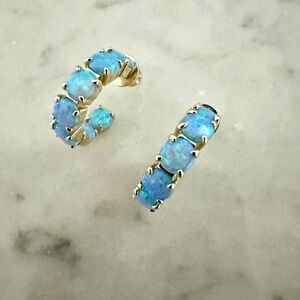 Melinda Maria Opal and Gold Hoop Earrings .75”